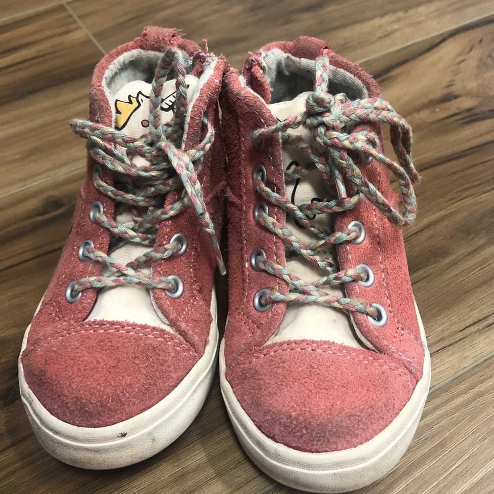 Zara girls pink unicorn high top sneakers